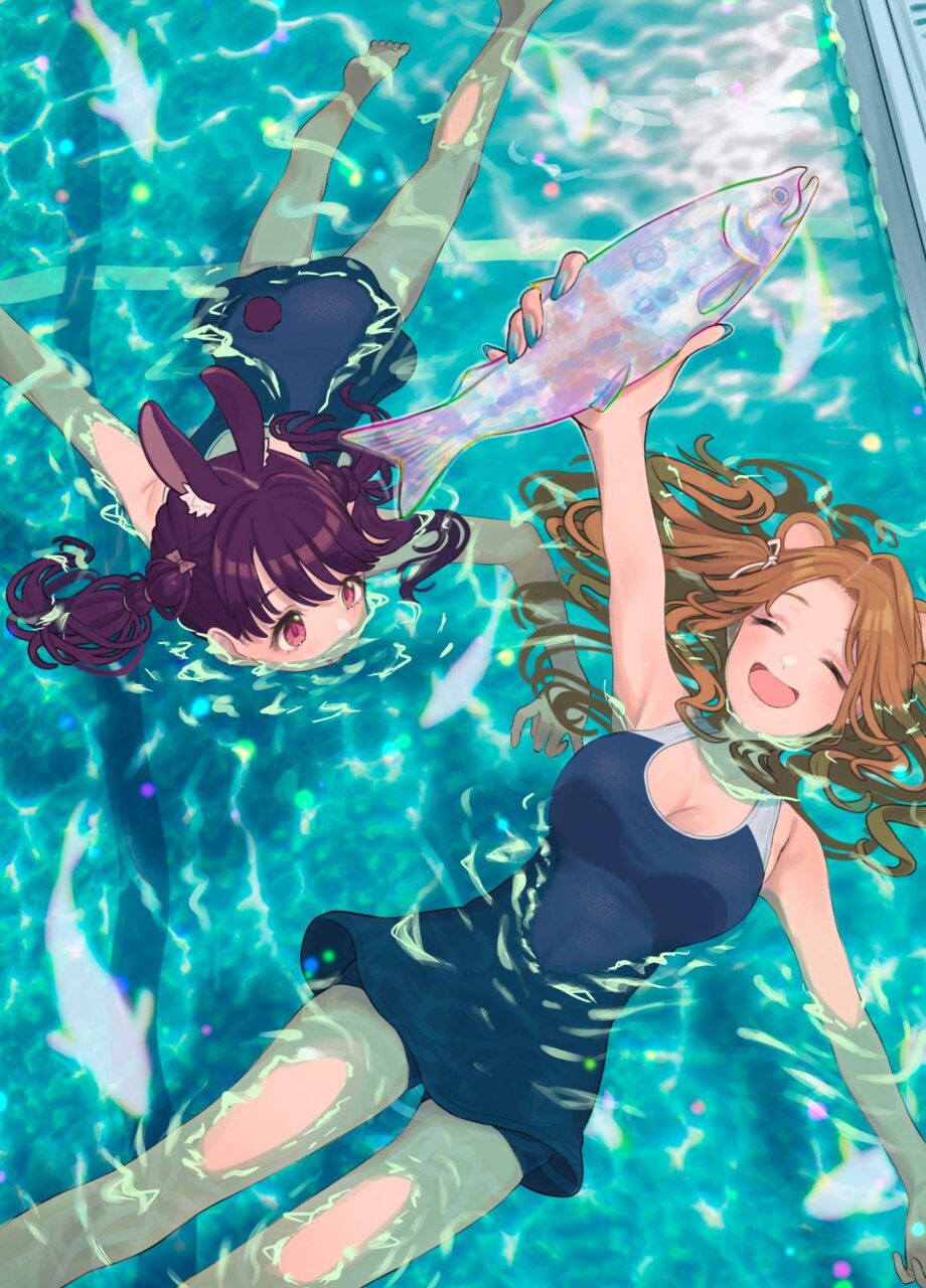 スク水の可愛い二次元画像。