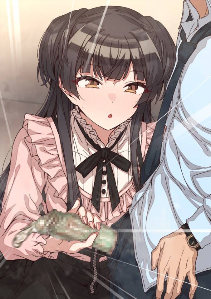 手コキの二次元エロ画像。