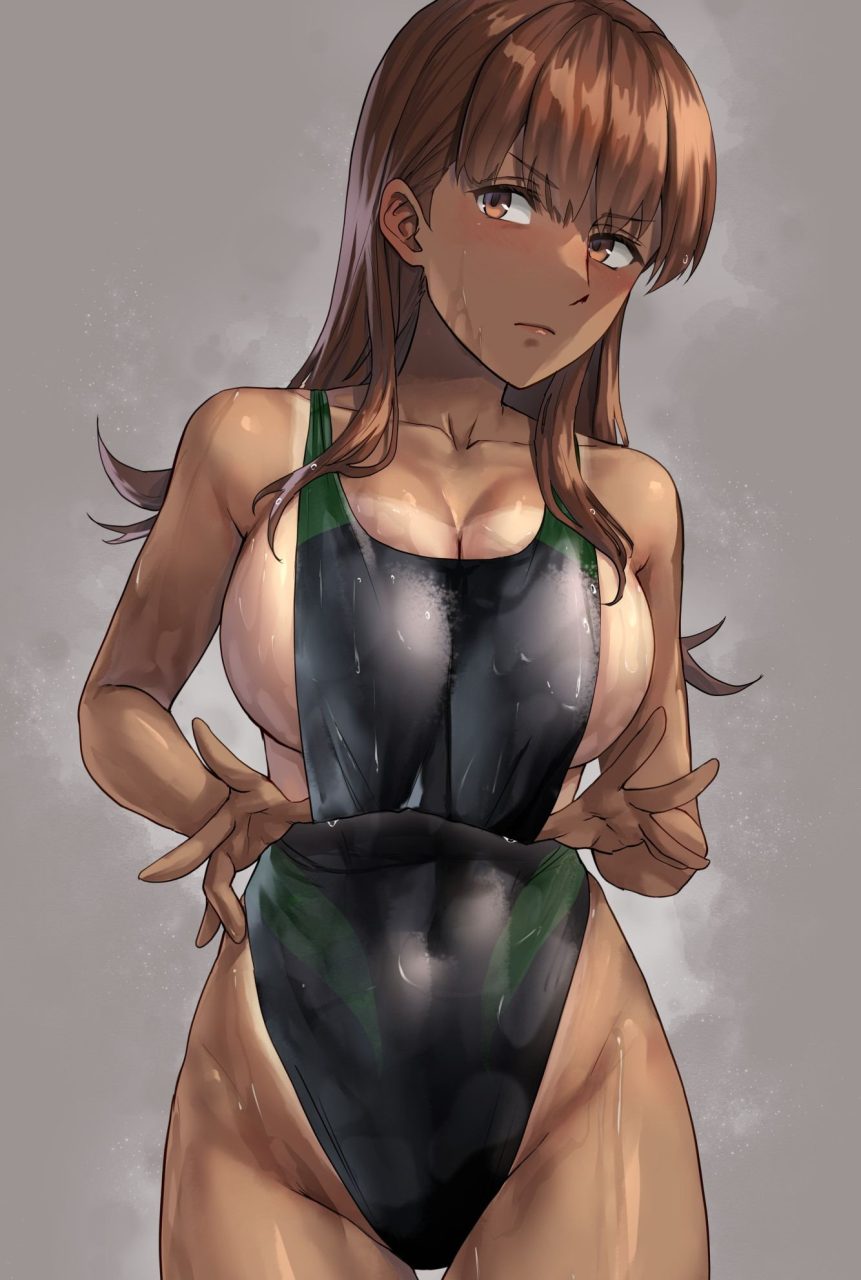 競泳水着の可愛い二次元画像。