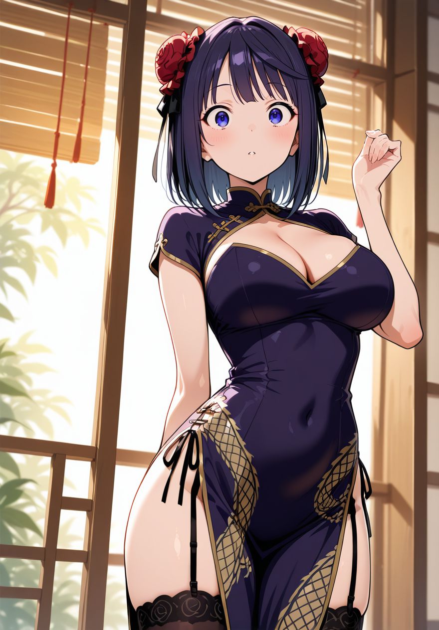 チャイナドレスの二次元エロ画像。