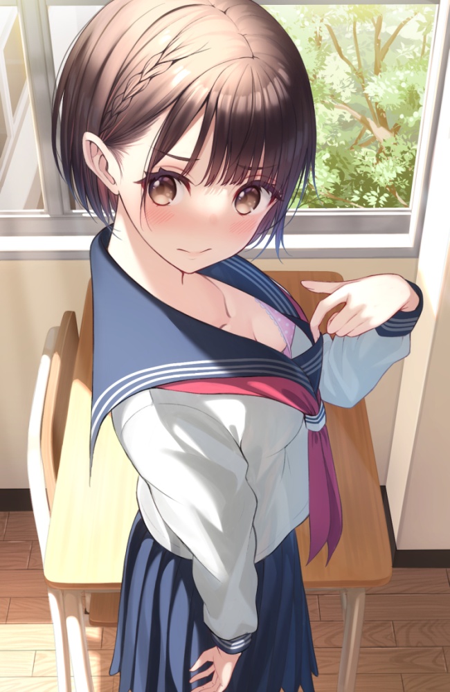 胸チラの可愛い二次元画像。